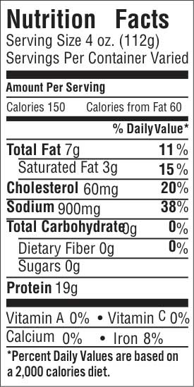 Eye of Round Papain Free Nutrition Facts