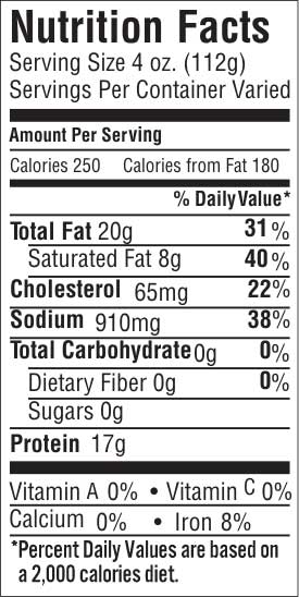 Point Cut 20 Nutrition Facts